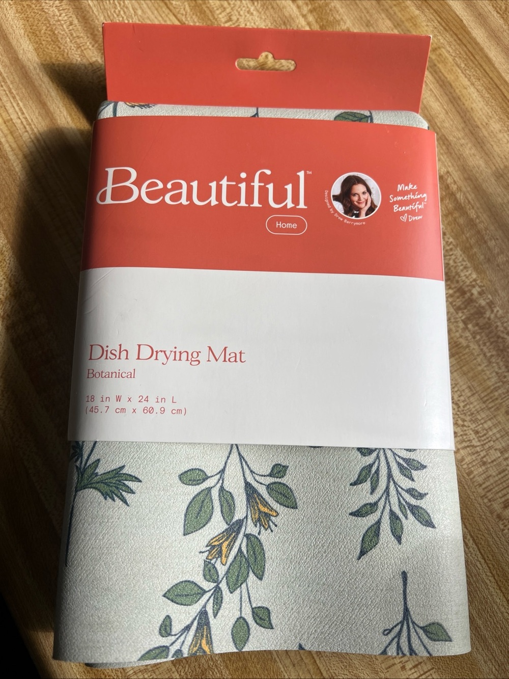 Beautiful By Drew Botanical Dish Drying Mat W/Bottom Grip 18” x 24”